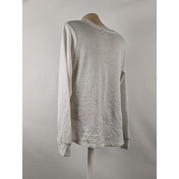 1.STATE Sweater Trendy Classic Metallic Twist Front Top Soft Ecru 0X Lightweight - Picture 5 of 7